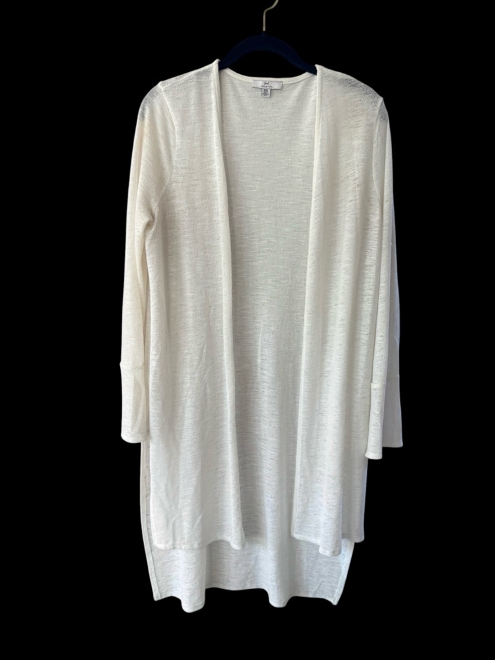 Halston Heritage White Open-Front Longline Cardigan Sweater Coastal Minimalist M